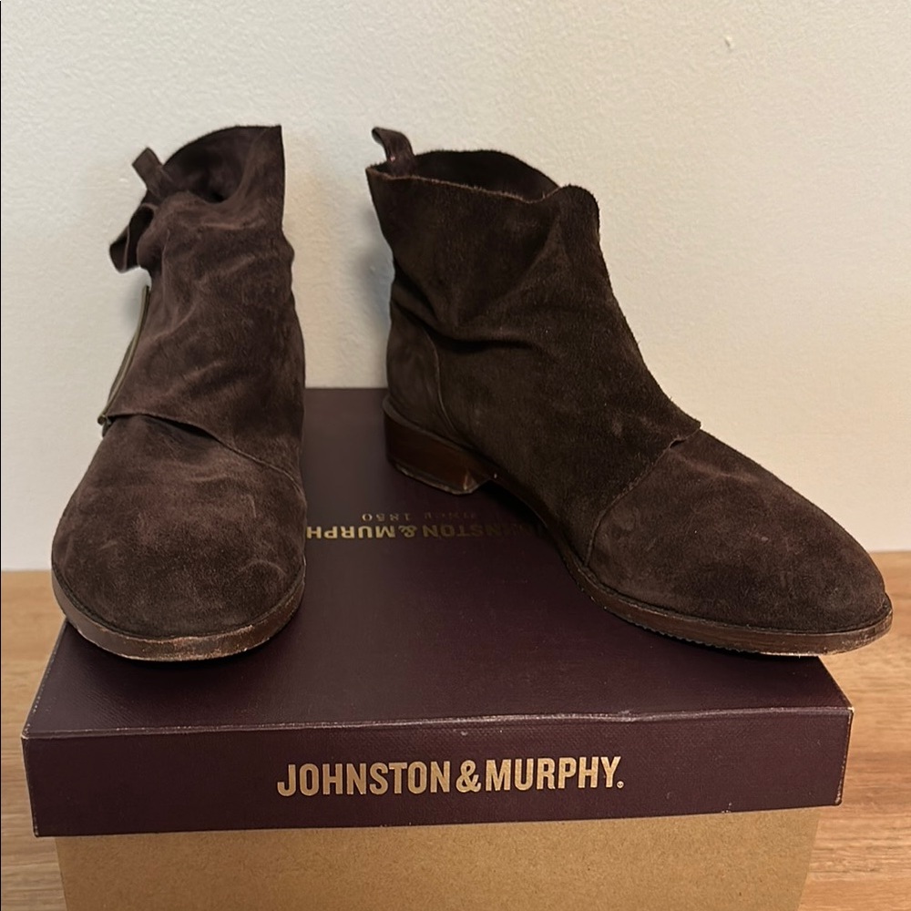 Johnston & Murphy Dark Brown Suede Lola Booties Boots